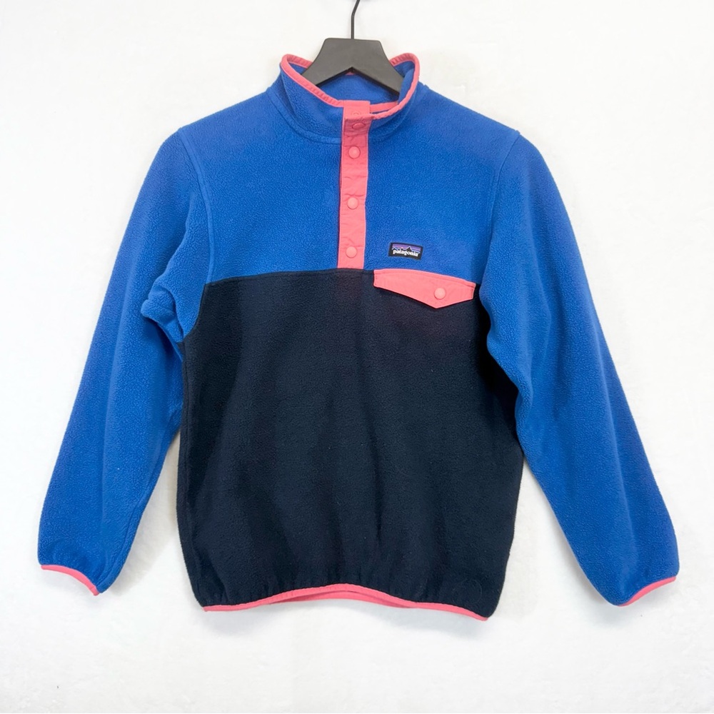 Patagonia Kids Blue and Black Jacket with Pink Accents